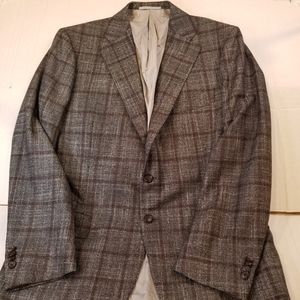 Cesare Attolini Battaglia Blazer 42R EU52 Grey Brown White Windowpane Tweed NWT